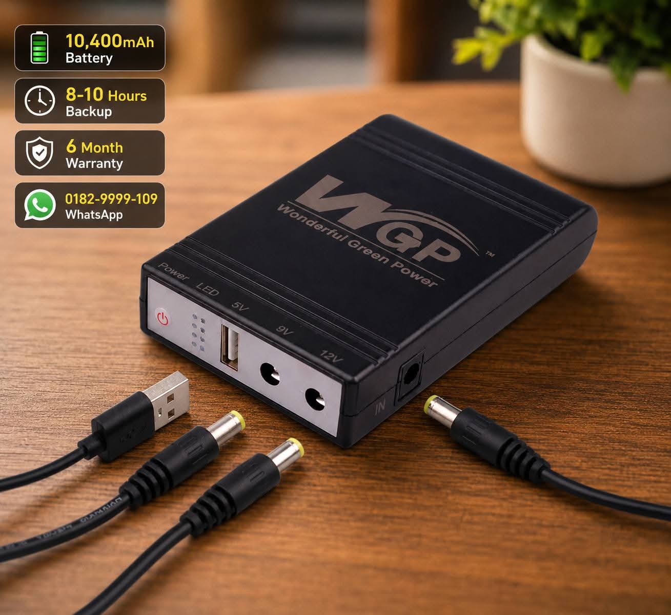 WGP 10400mh Mini Ups 5-9-12 Volt, 6 Manth Warranty